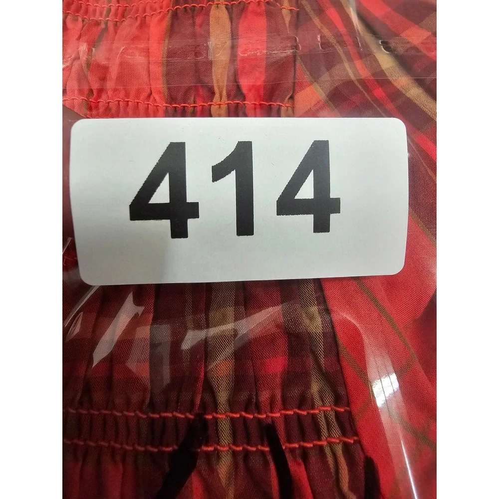 Universal Thread Red Plaid Smocked‎ Button Front Blouse Top 013 02 8459 Mens M
